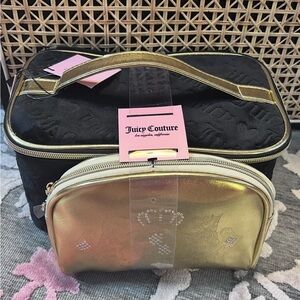 Juicy Couture Black and Gold Cosmetic Bag Set